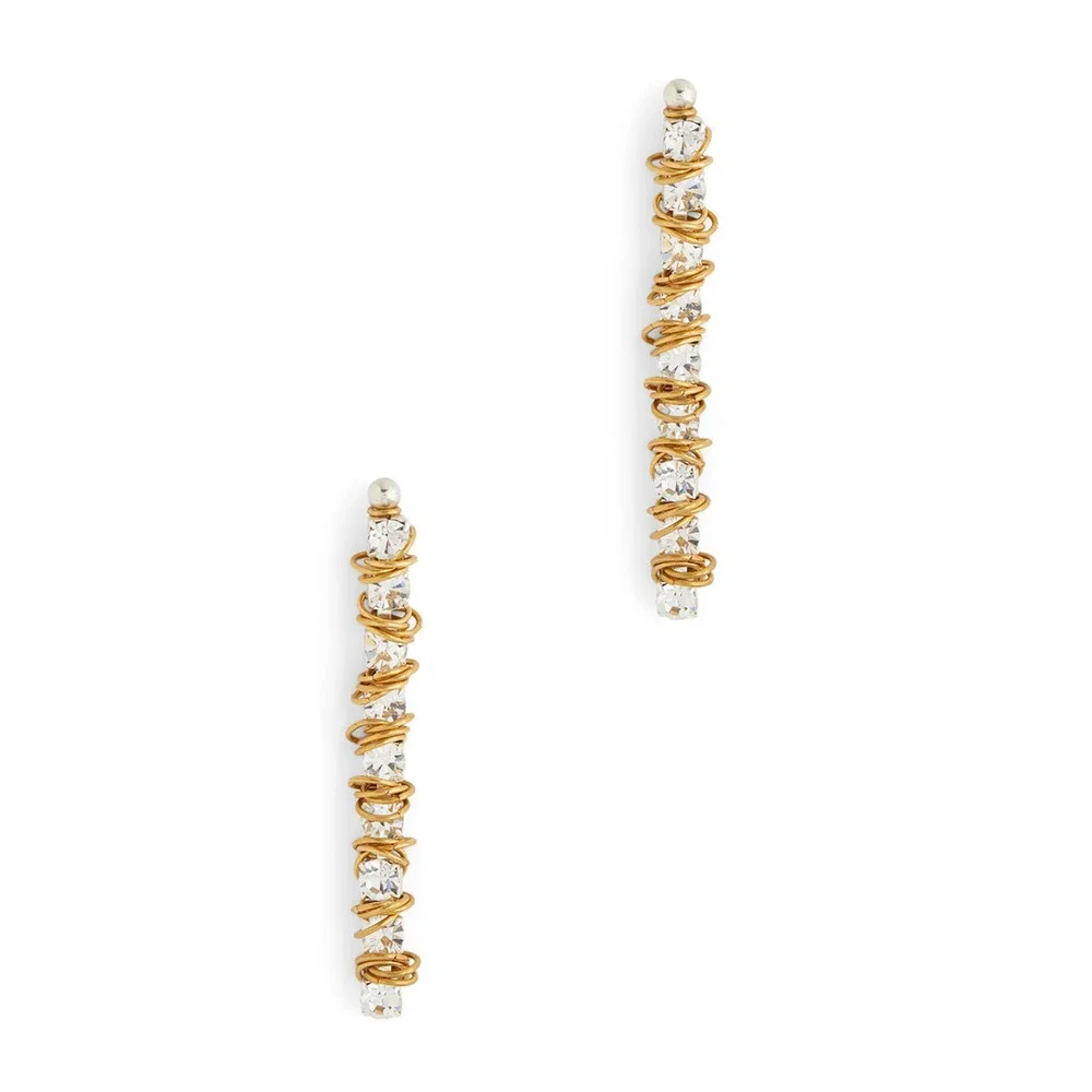 Moutton Collet Gold Silver X Project Earring Silver Plate Swarovski Crystal $185 - Picture 5 of 5